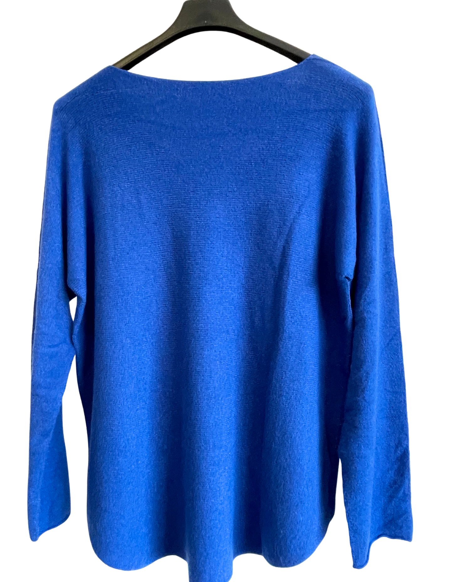 Soft Knit V-Neck Curved Hem Jumper in Royal Blue