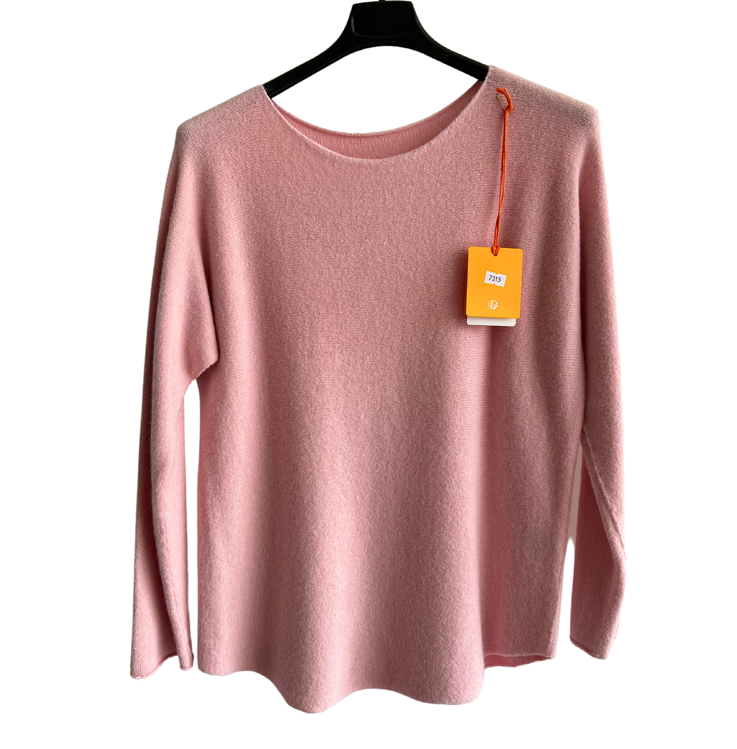 Soft Round Neck Jumper with Curved Hem In Light Pink