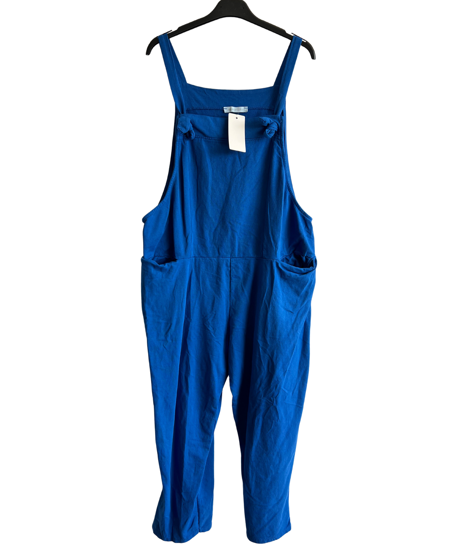 Knot Design 2 Pocket Plain Dungarees In Royal Blue