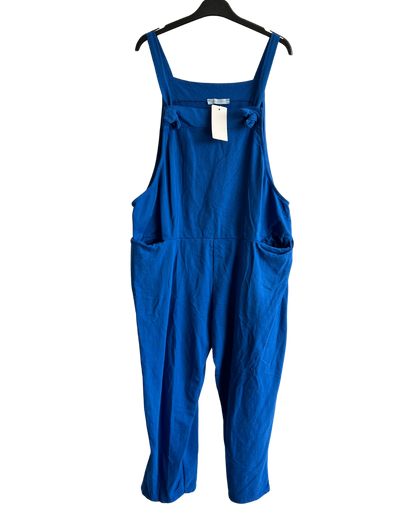 Knot Design 2 Pocket Plain Dungarees In Royal Blue