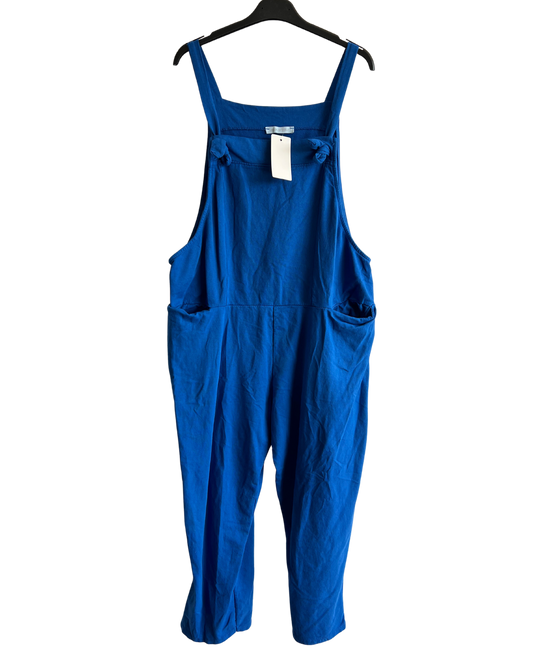 Knot Design 2 Pocket Plain Dungarees In Royal Blue