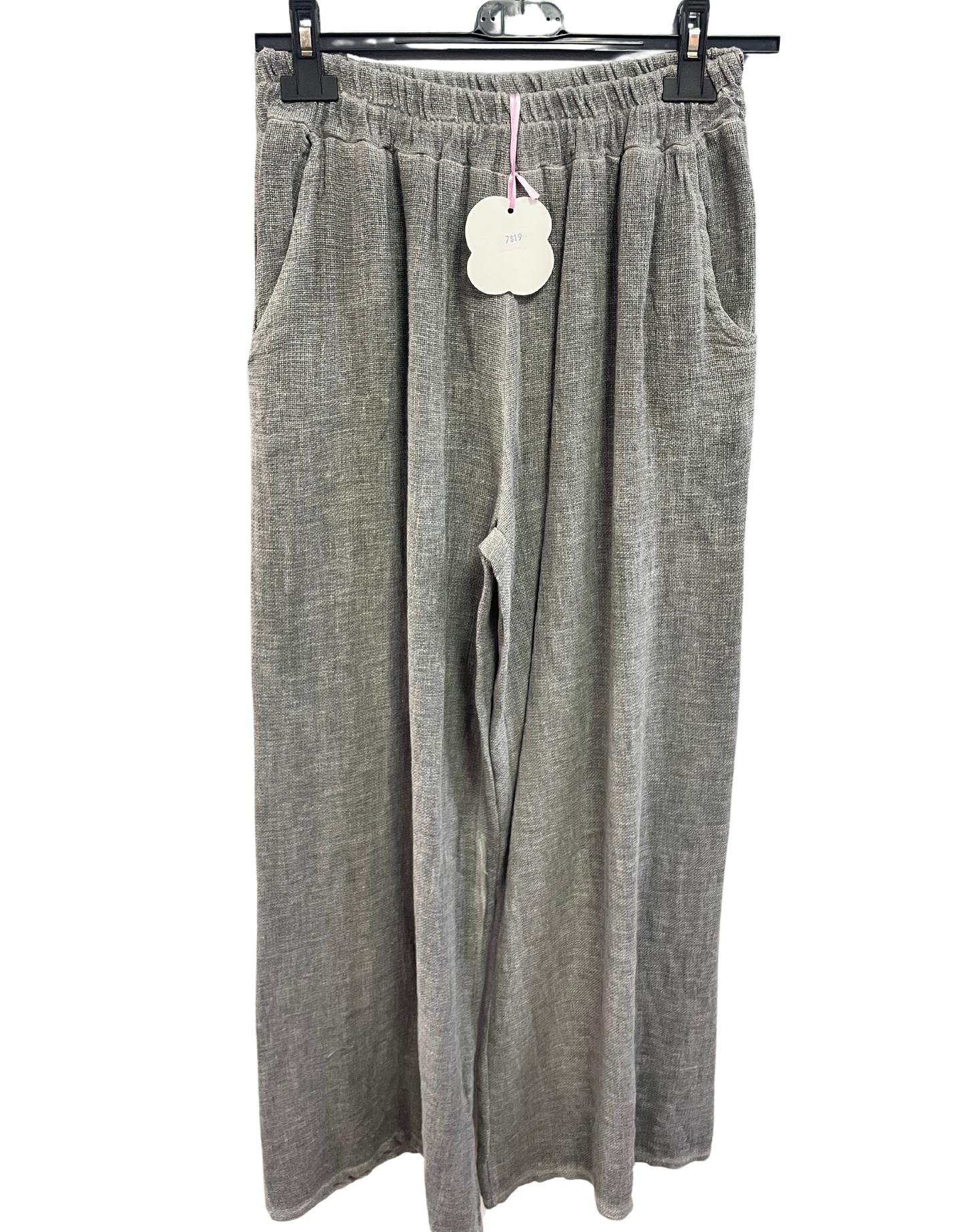 2 Pocket Summer Lightweight Wide Leg Trouser in Charcoal Grey