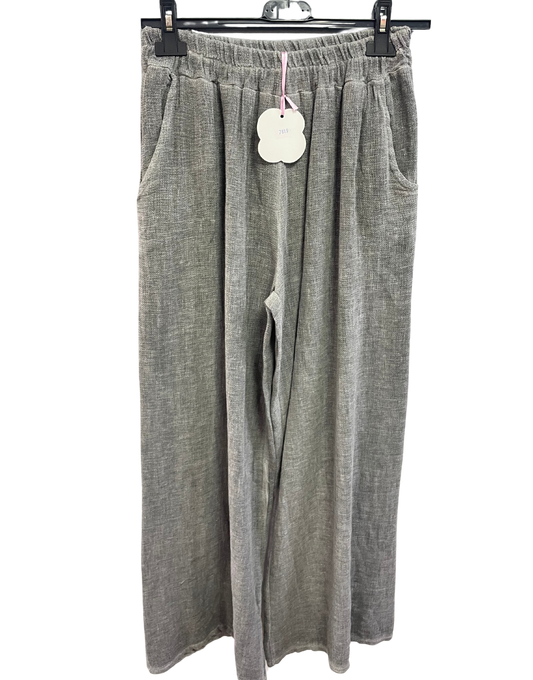 2 Pocket Summer Lightweight Wide Leg Trouser in Charcoal Grey