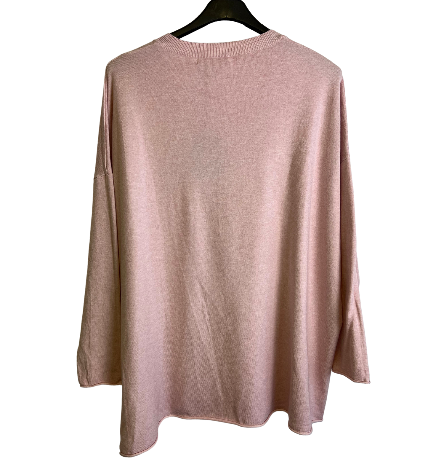 Soft Knit Embossed Heart Design V-Neck Jumper in Pink