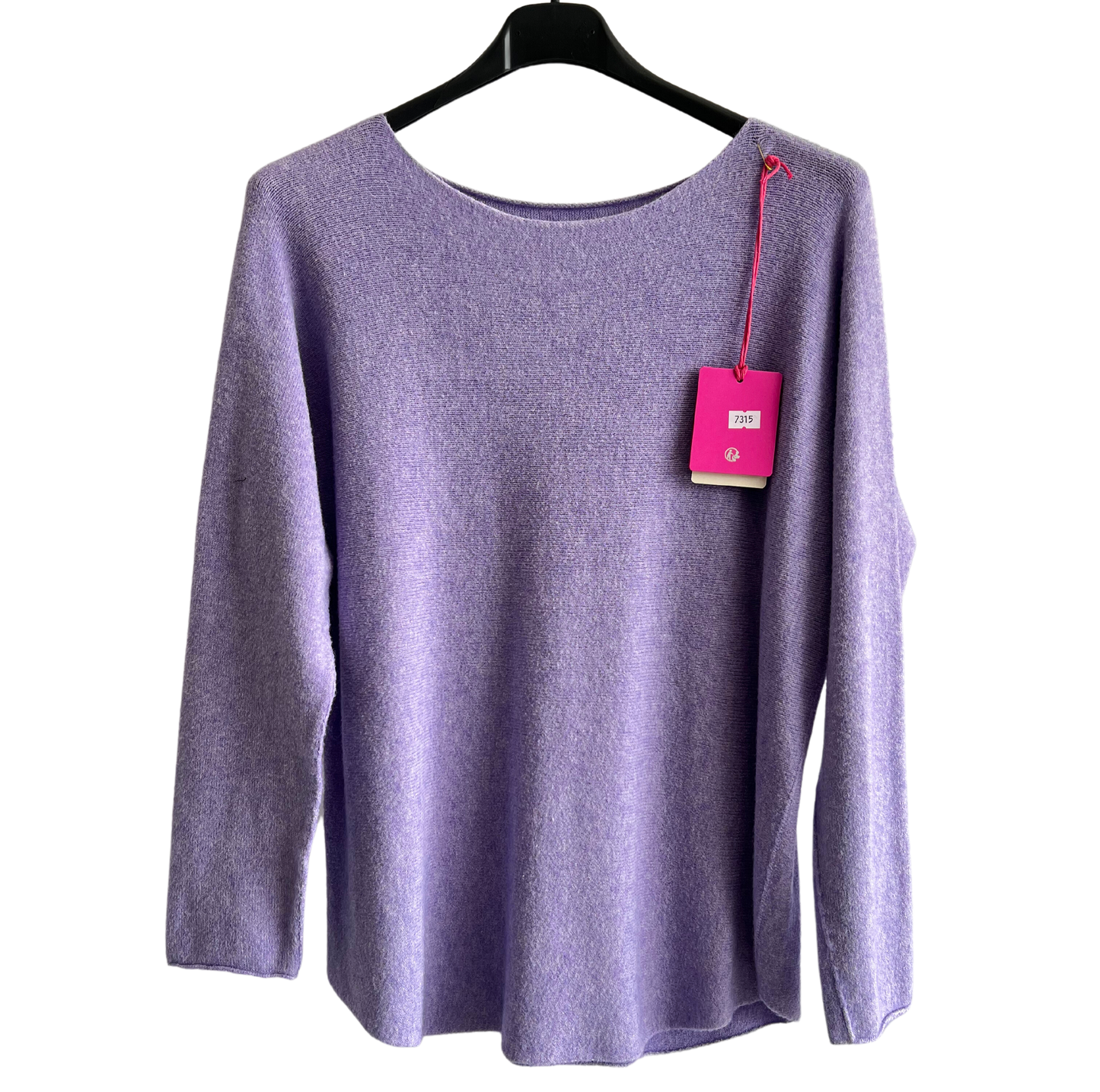 Soft Round Neck Jumper with Curved Hem In Lilac