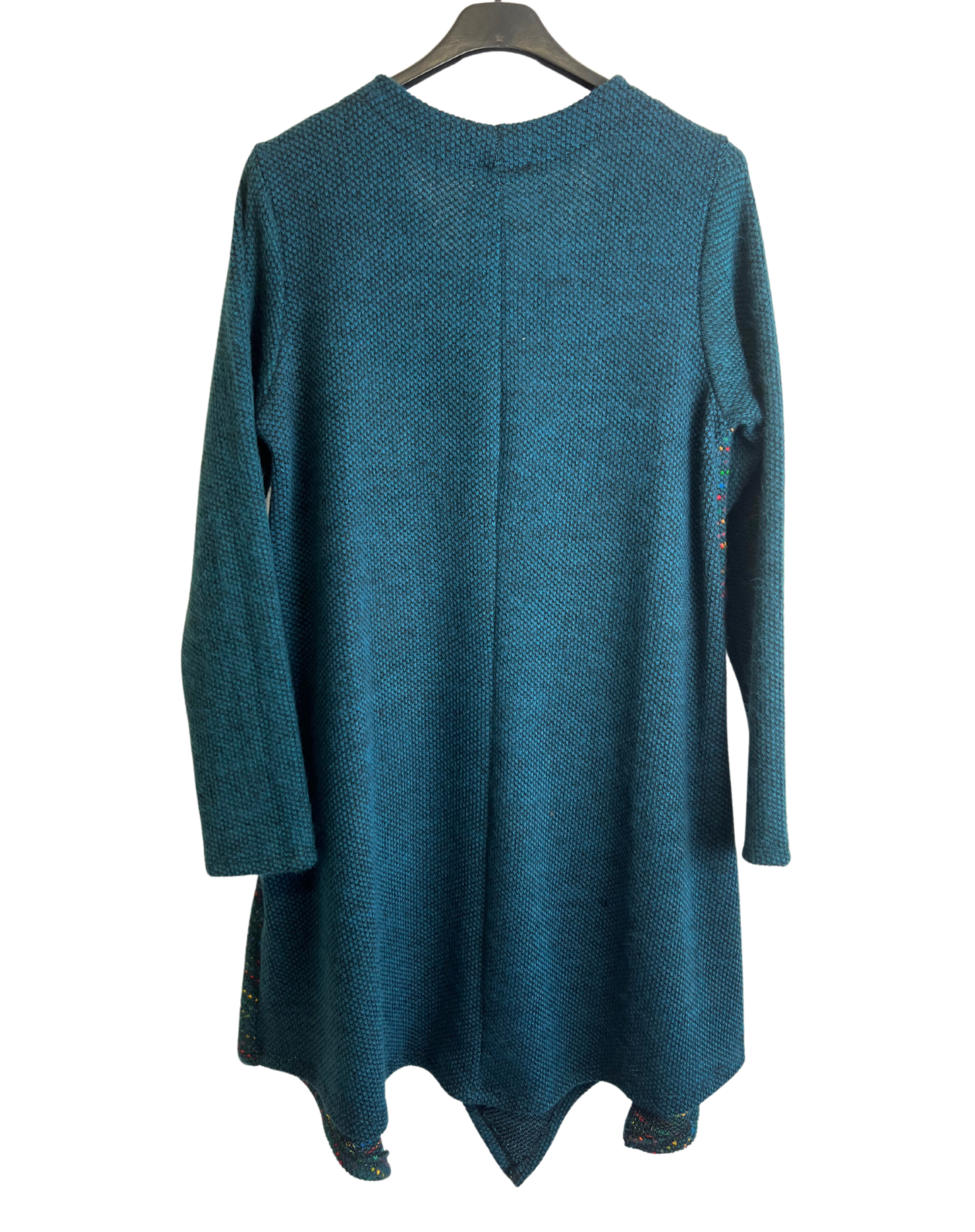 Lagenlook Italian Knitted Long Sleeve Knee Length Tunic Dress in Teal