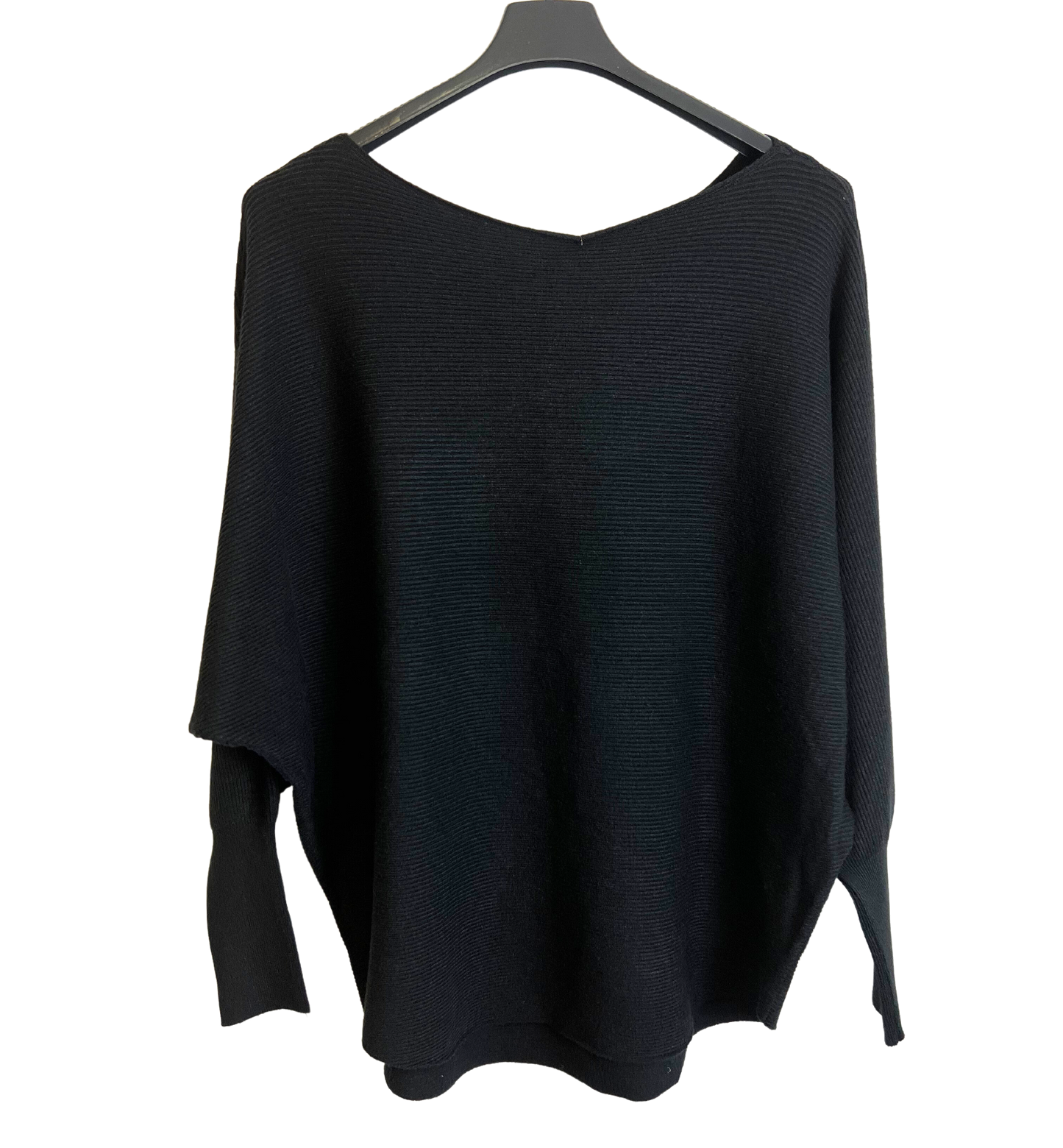 Sequin Star Batwing Sleeve Fine Knit Jumper in Black