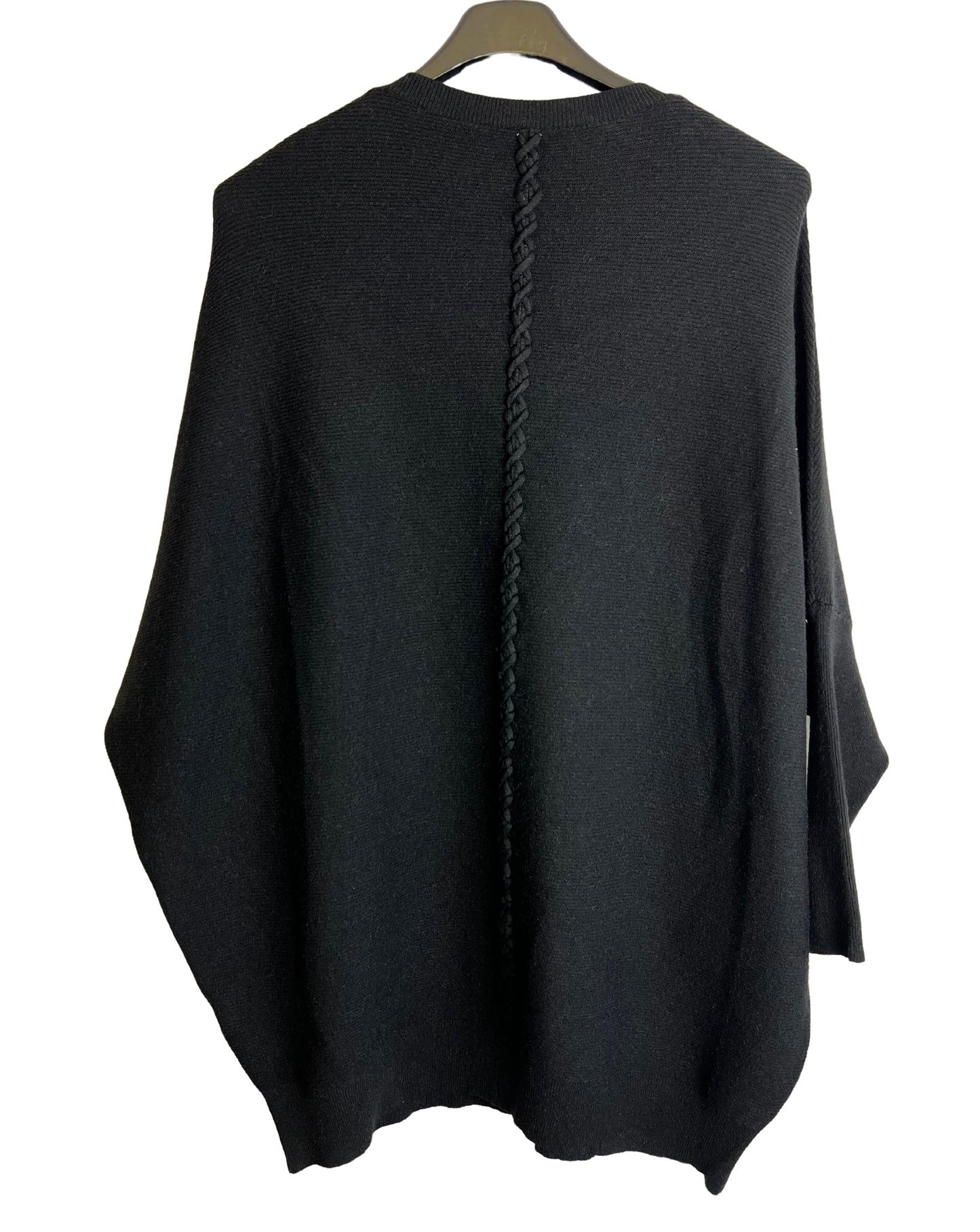 Lagenlook Italian Plait Back Design 2 Pocket Jumper in Black