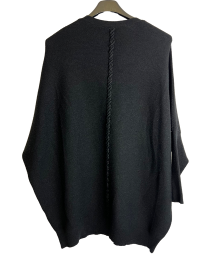 Lagenlook Italian Plait Back Design 2 Pocket Jumper in Black