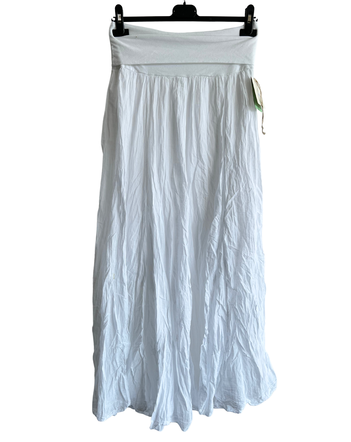 Summer Flare Design Maxi Skirt With Elasticated Waist In White