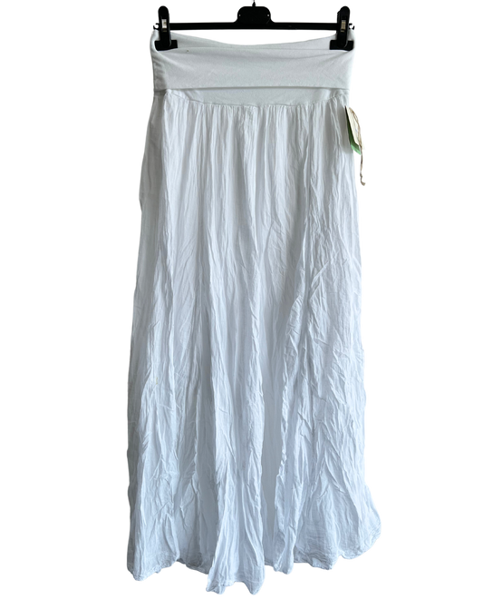 Summer Flare Design Maxi Skirt With Elasticated Waist In White