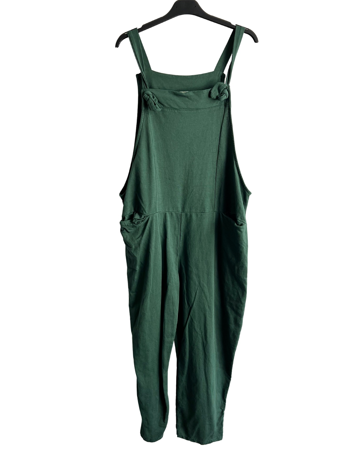 Knot Design 2 Pocket Plain Dungarees In Bottle Green