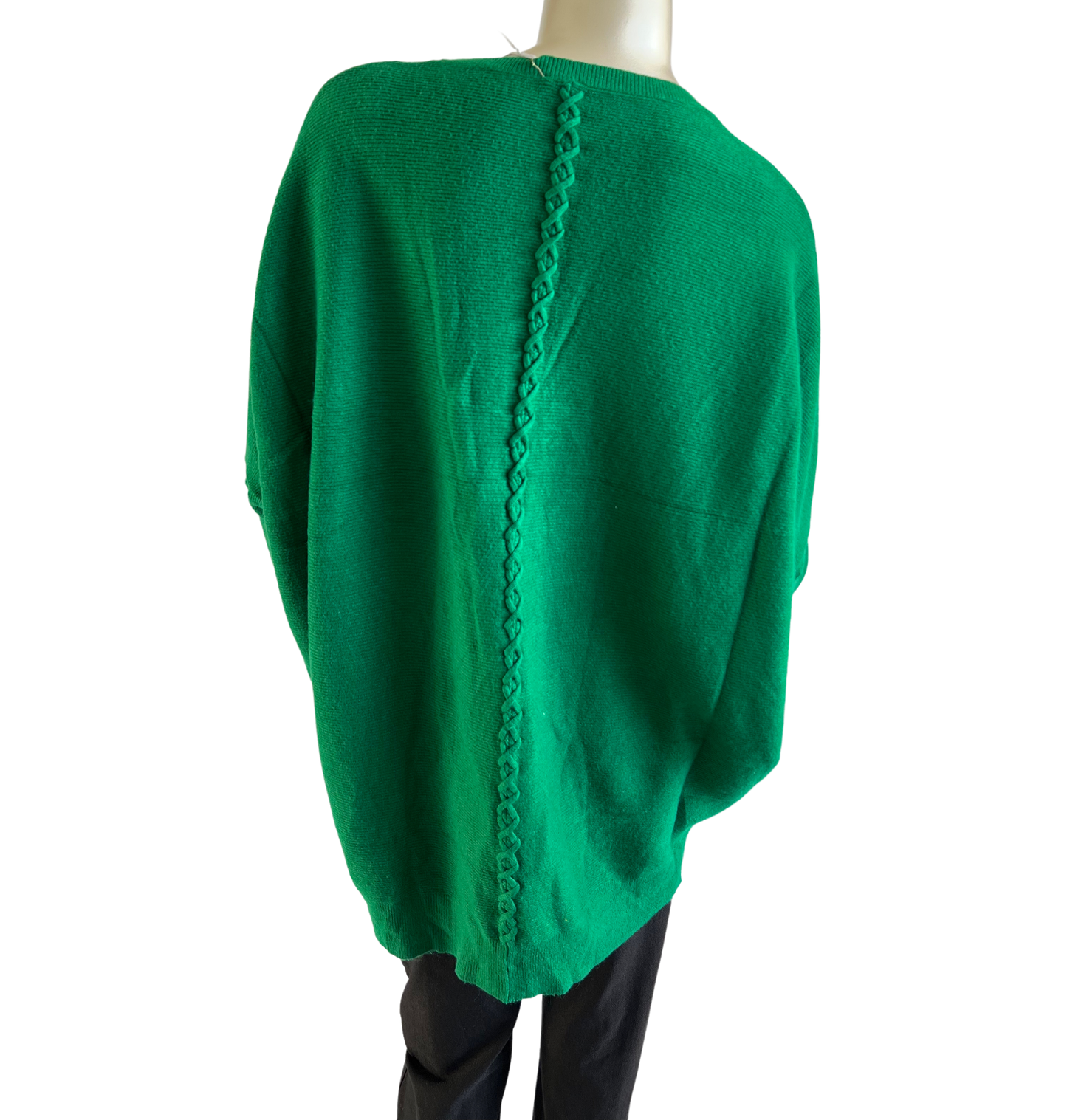 Lagenlook Italian Plait Back Design 2 Pocket Jumper in Green