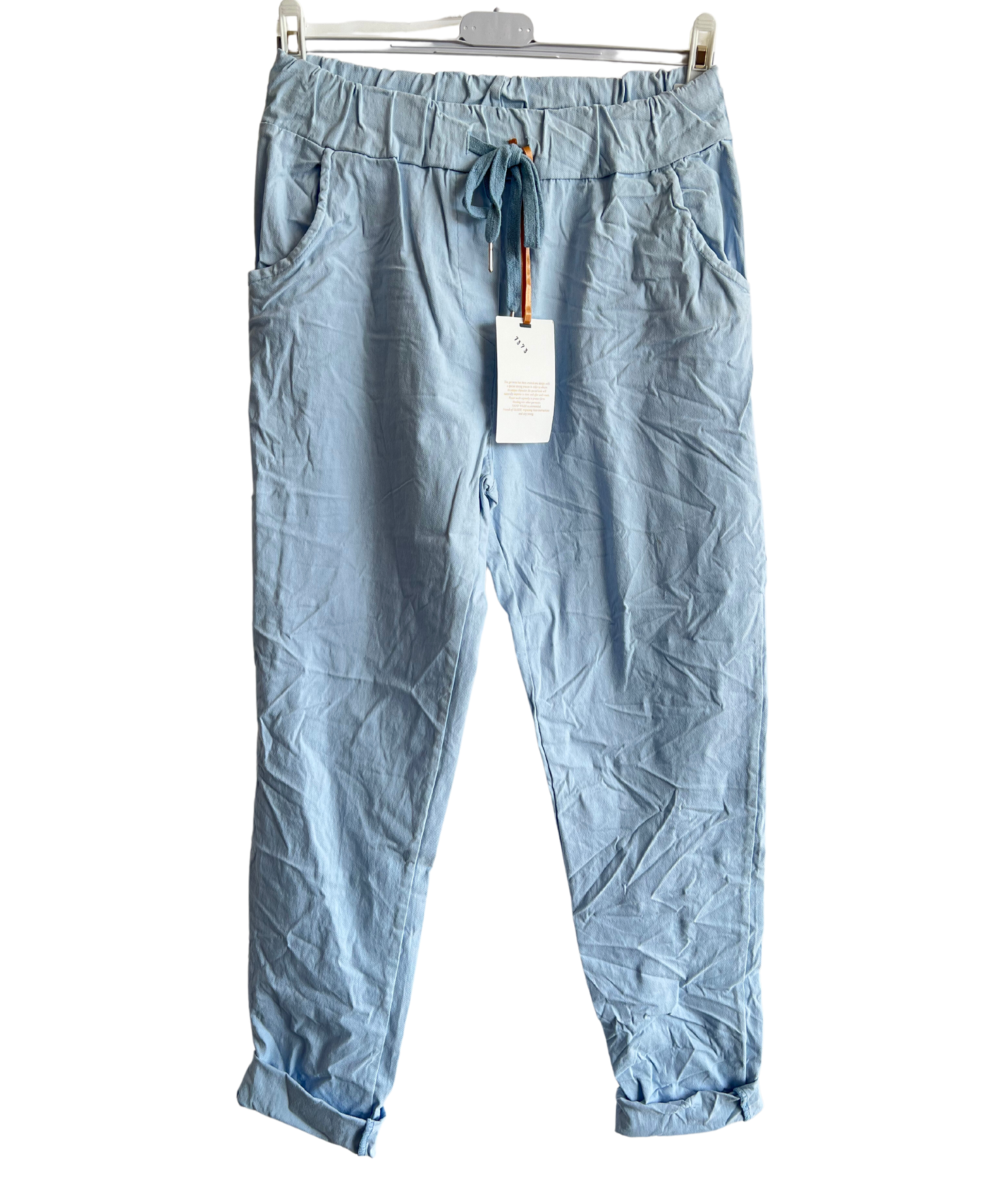 Regular Magic Stretchy Waist Summer Pants In Light Blue