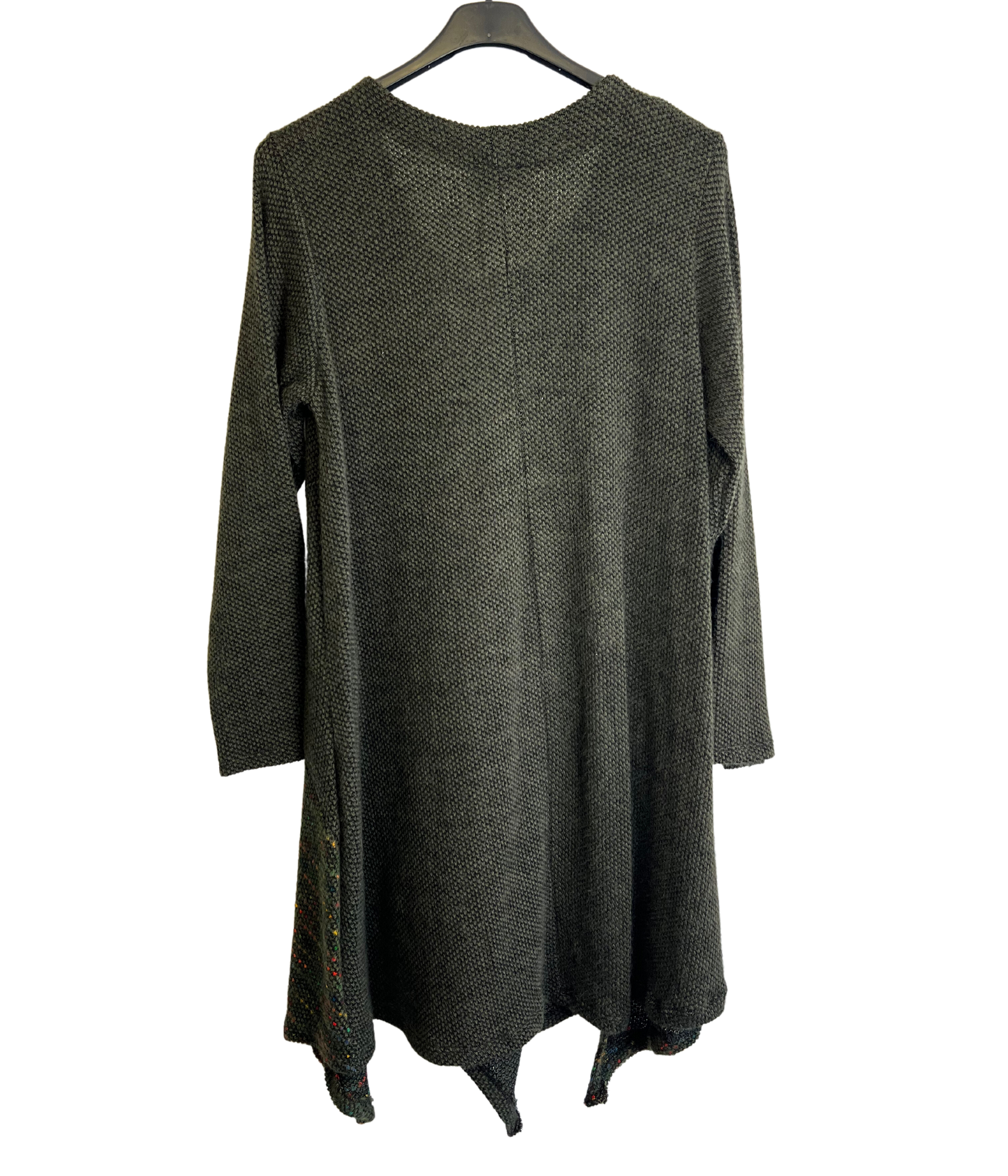 Lagenlook Italian Knitted Long Sleeve Knee Length Tunic Dress in Khaki