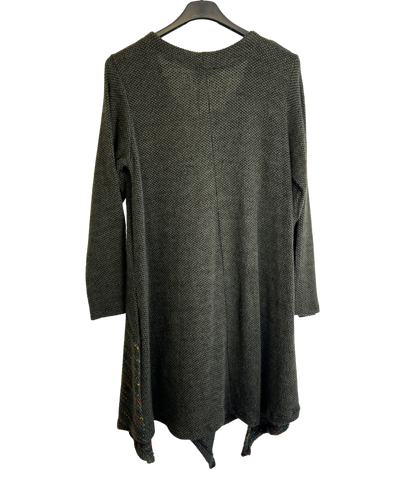 Lagenlook Italian Knitted Long Sleeve Knee Length Tunic Dress in Khaki