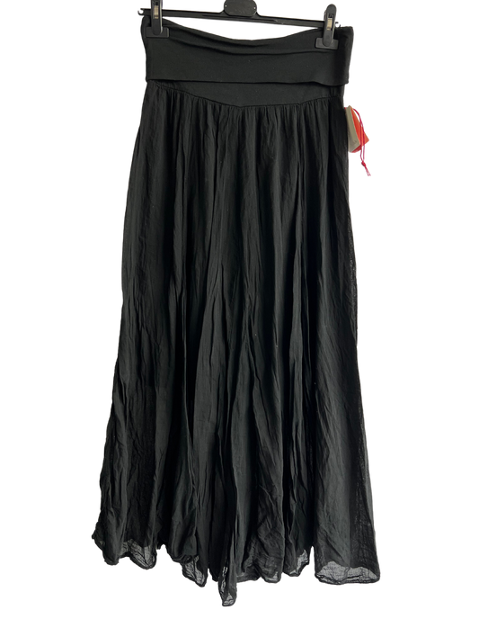 Summer Flare Design Maxi Skirt With Elasticated Waist In Black