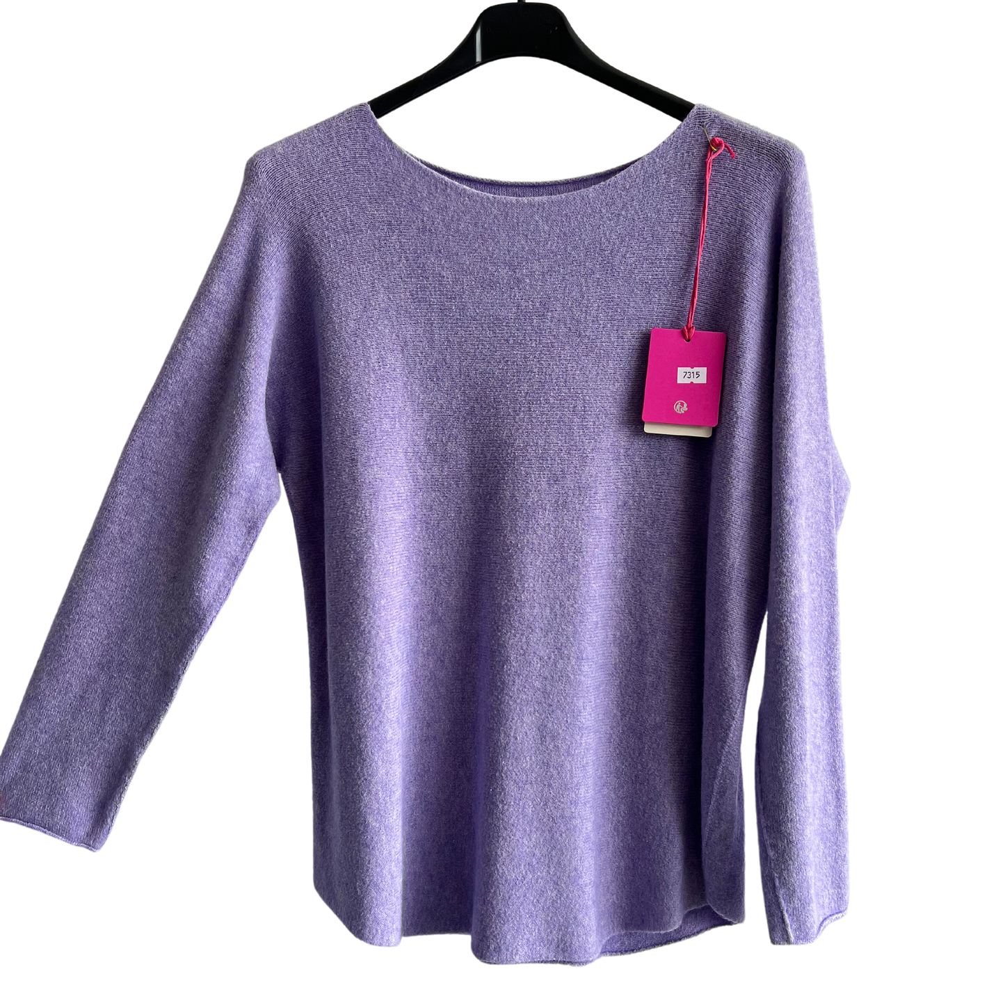 Soft Round Neck Jumper with Curved Hem In Lilac