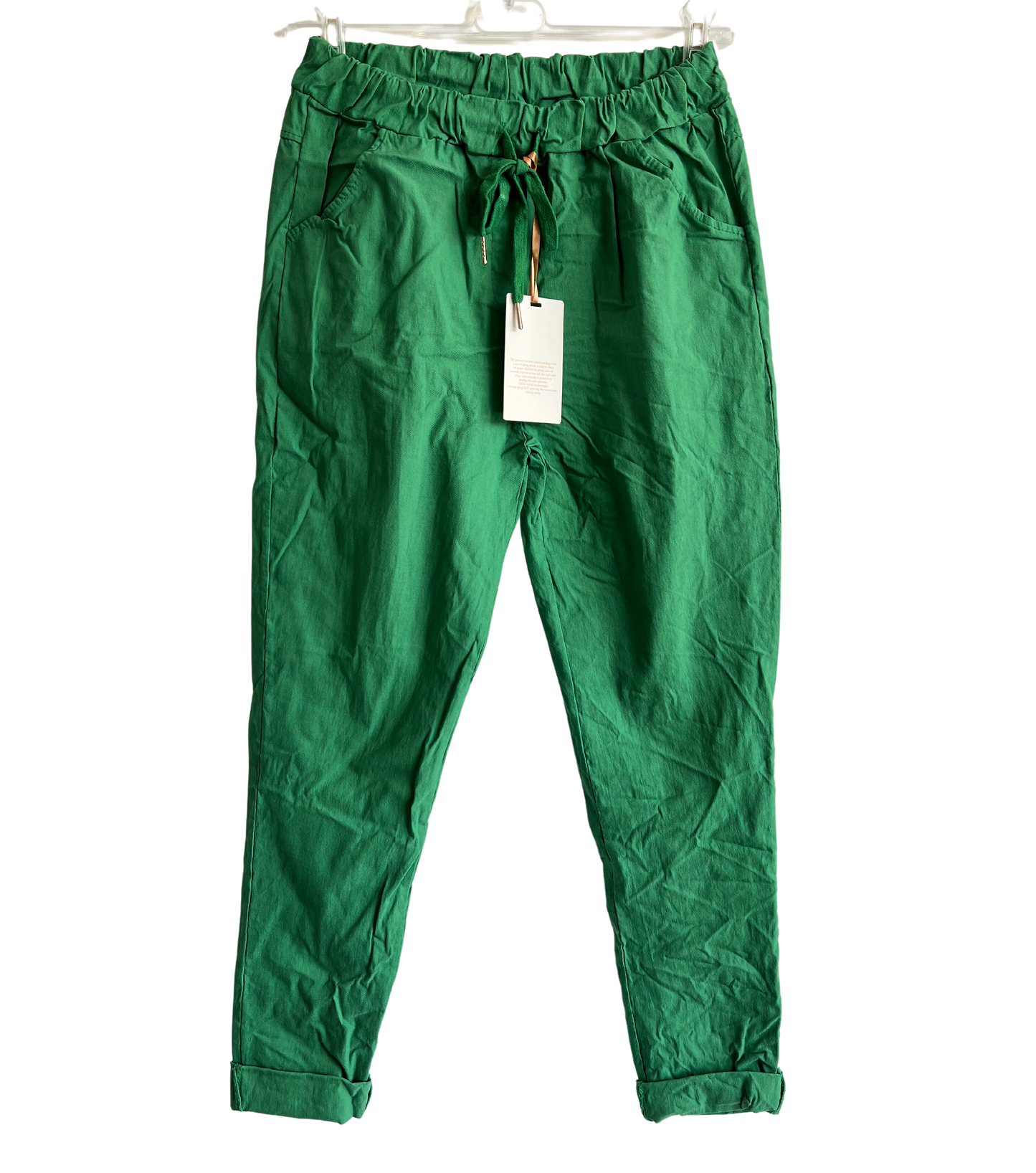 Regular Magic Stretchy Waist Summer Pants In Green