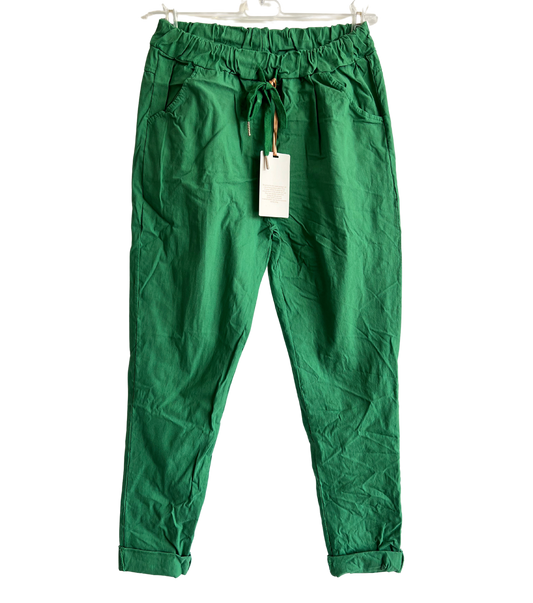 Regular Magic Stretchy Waist Summer Pants In Green