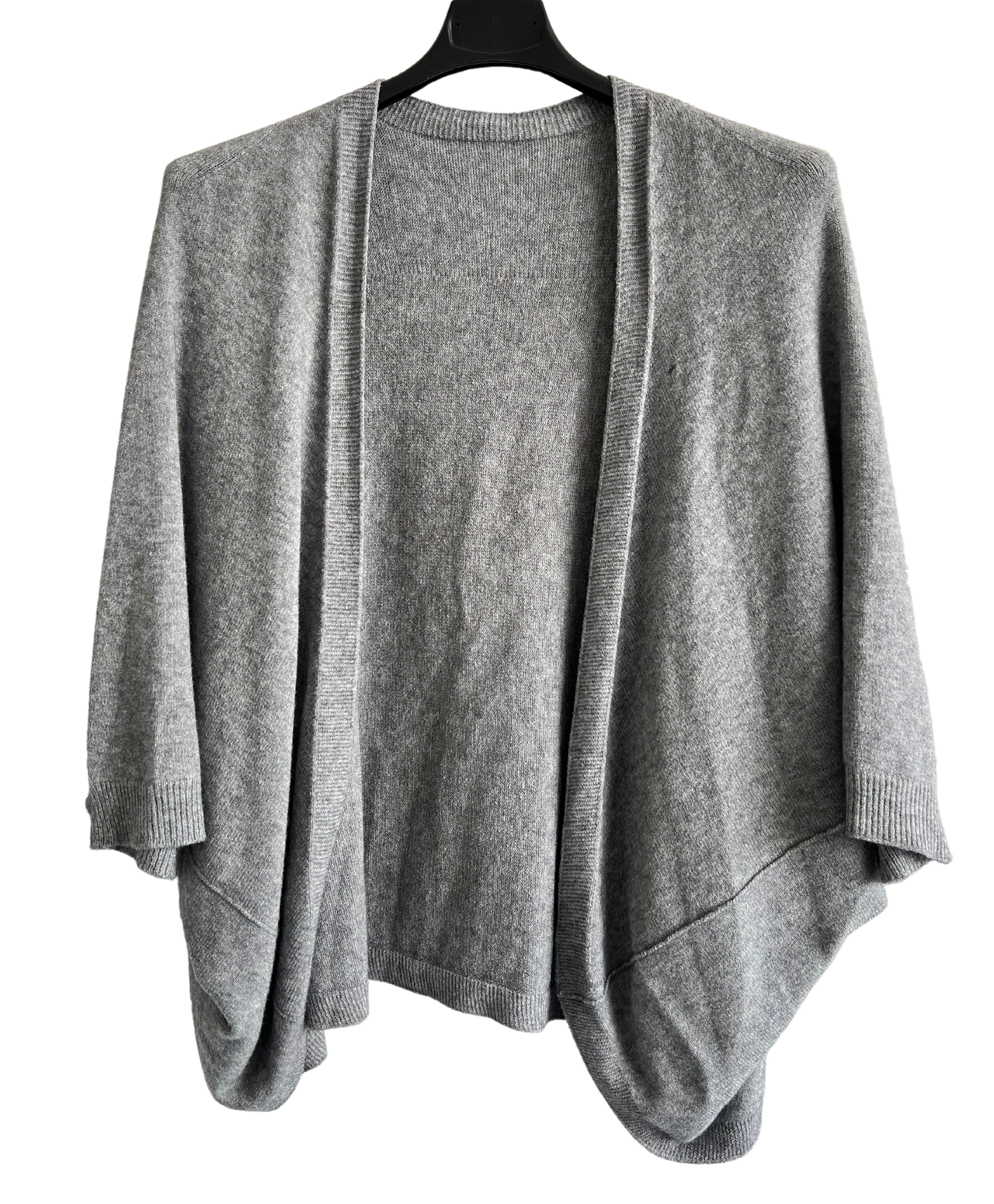 Lagenlook Soft Knit Open Front Short Cardigan in Grey