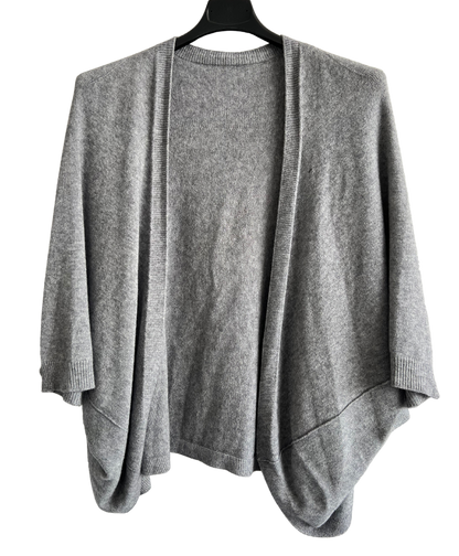 Lagenlook Soft Knit Open Front Short Cardigan in Grey