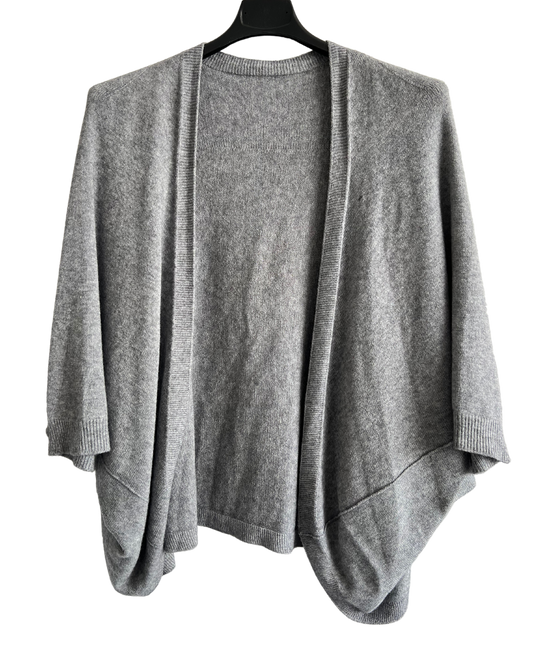 Lagenlook Soft Knit Open Front Short Cardigan in Grey