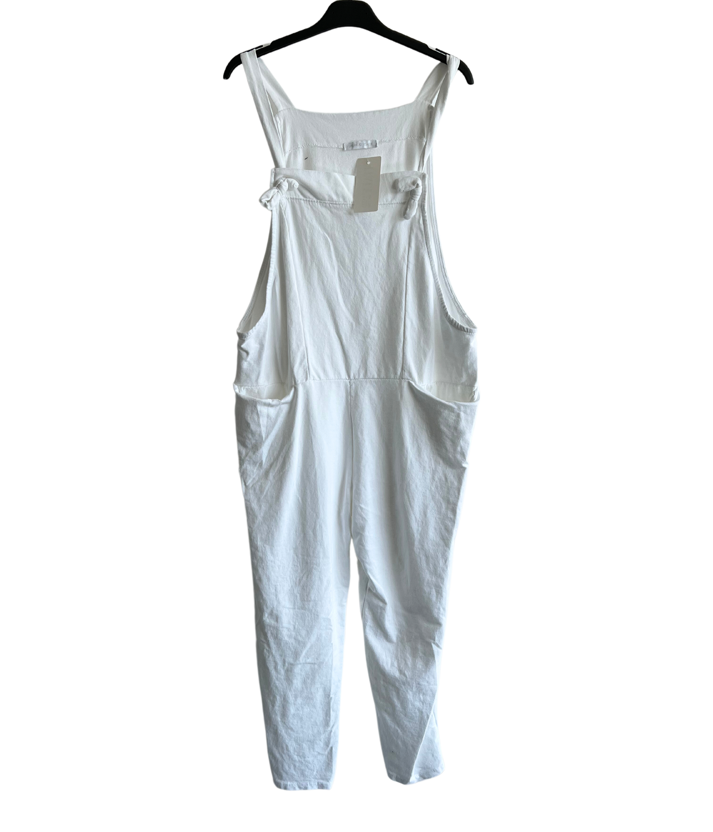 Knot Design 2 Pocket Plain Dungarees In White