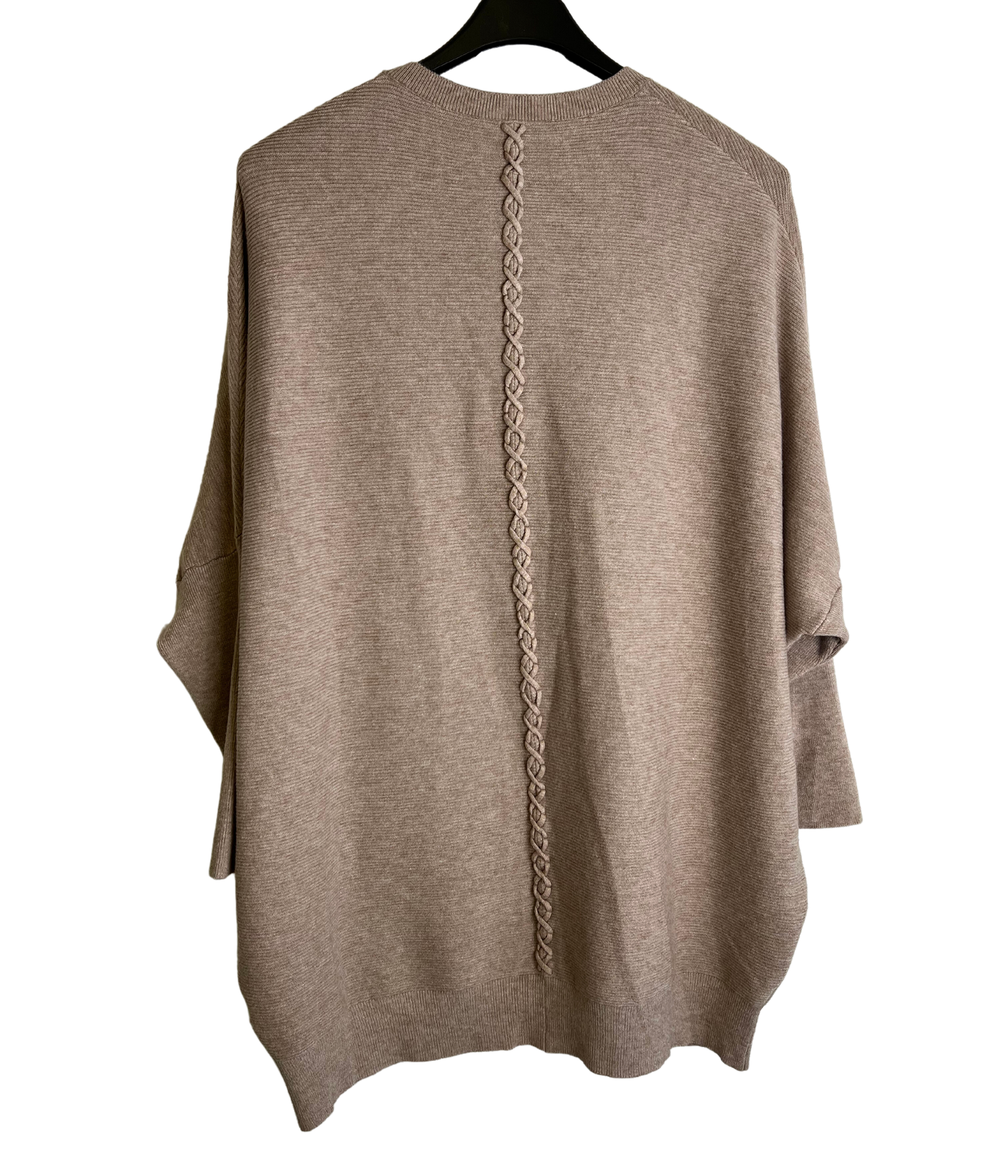 Lagenlook Italian Plait Back Design 2 Pocket Jumper in Mocha