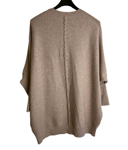 Lagenlook Italian Plait Back Design 2 Pocket Jumper in Mocha