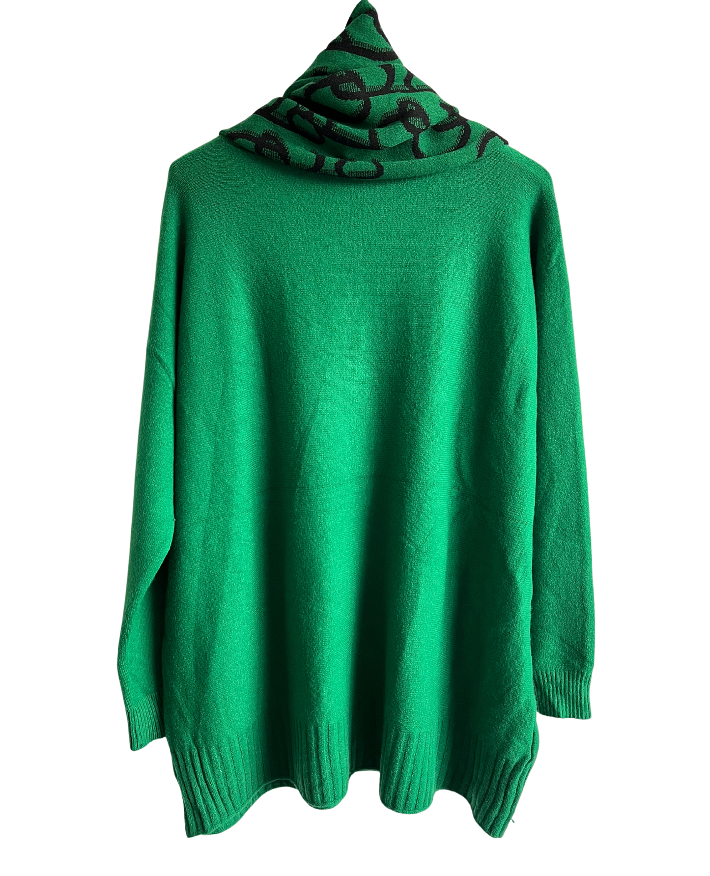 Knitted Long Sleeved Matching Jumper and Scarf Set in Green