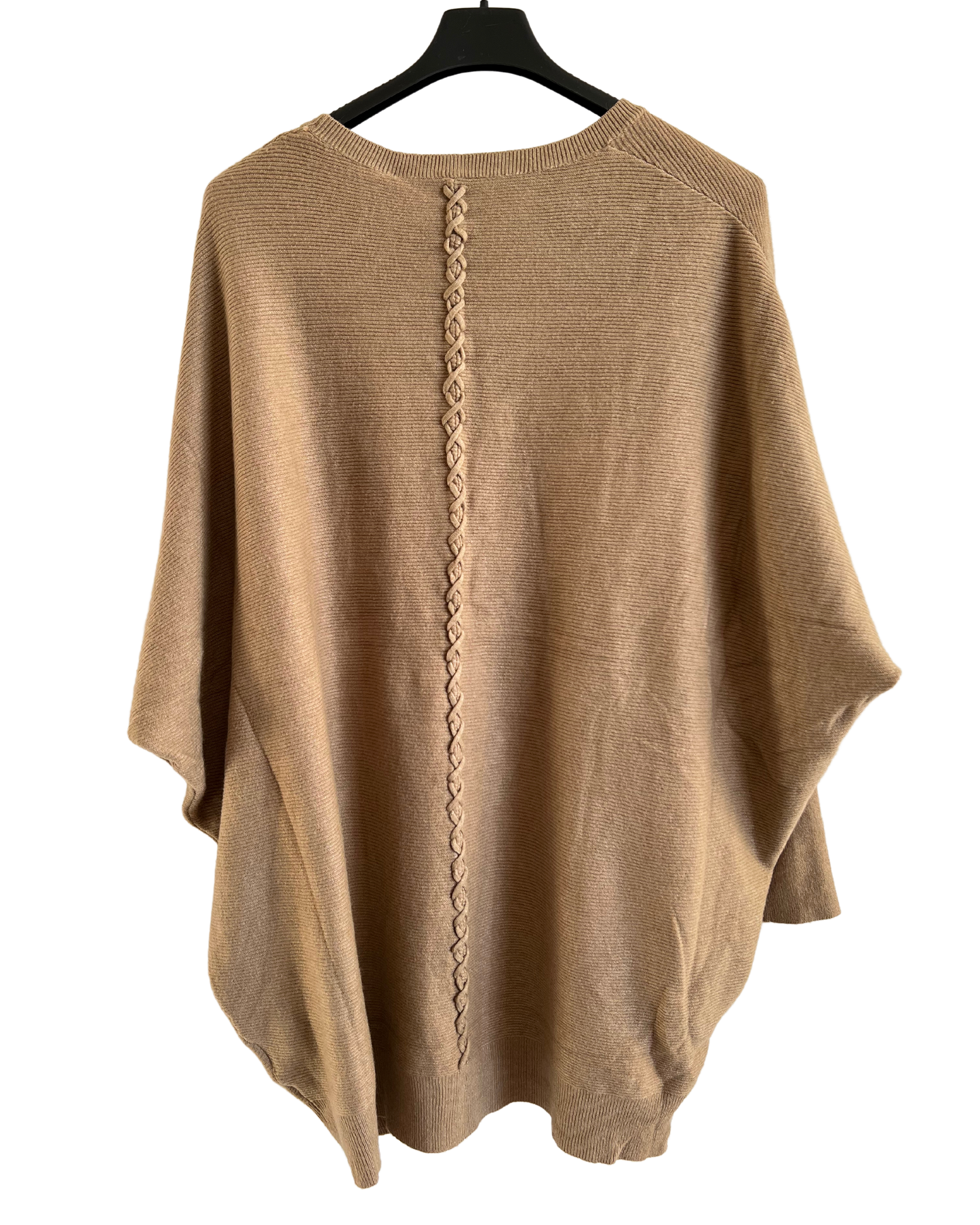 Lagenlook Italian Plait Back Design 2 Pocket Jumper in Camel