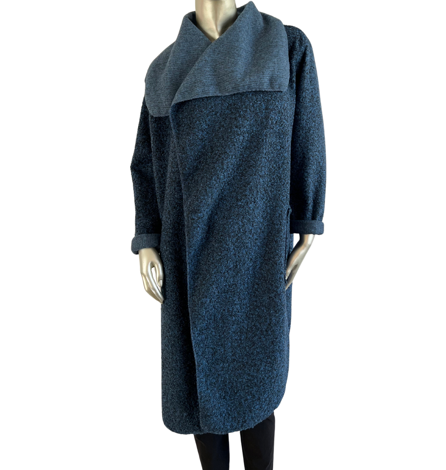 Boucle Coat Lightweight In Blue