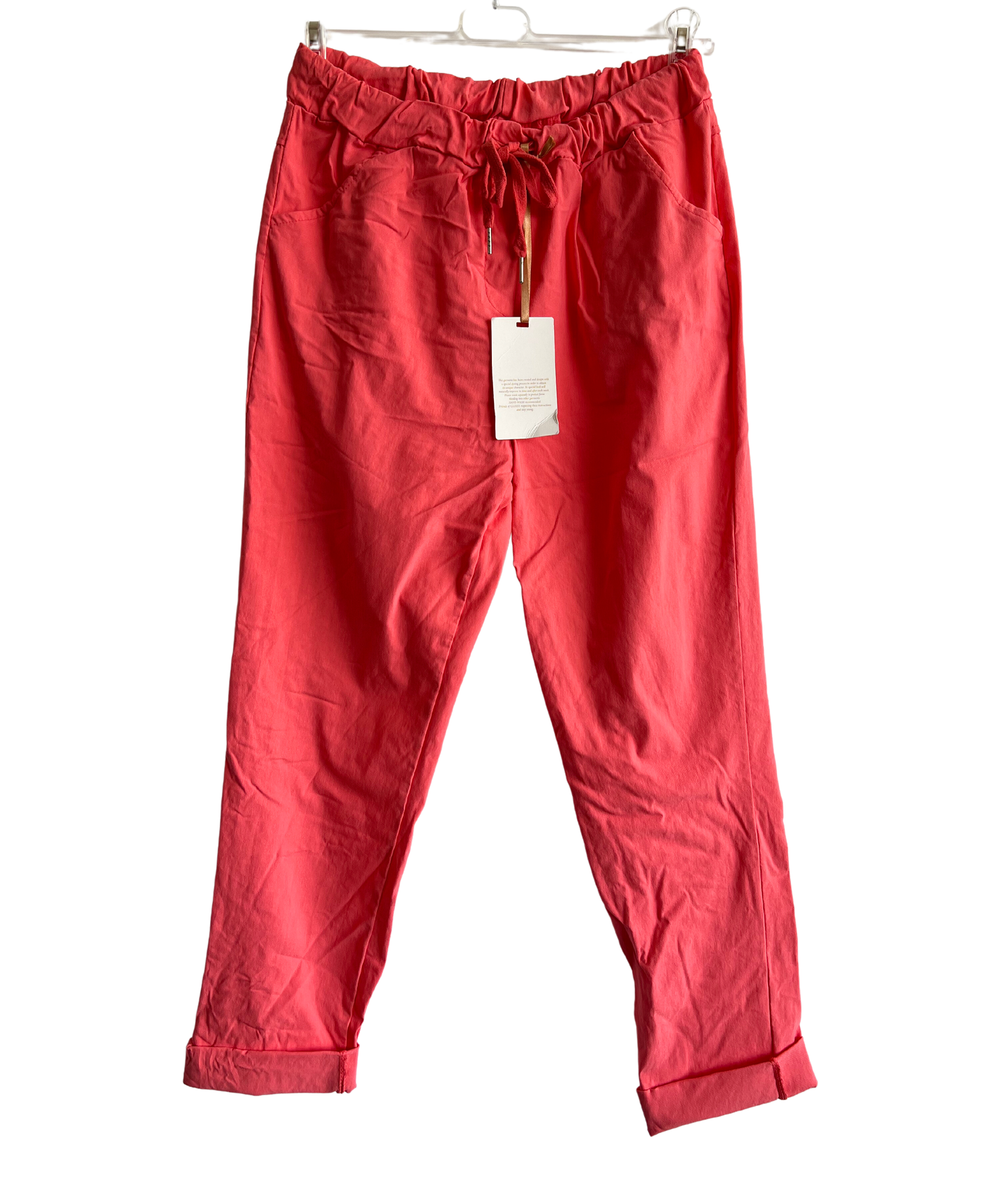 Regular Magic Stretchy Waist Summer Pants In Coral