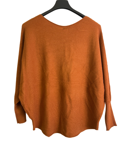 Sequin Star Batwing Sleeve Fine Knit Jumper in Rust