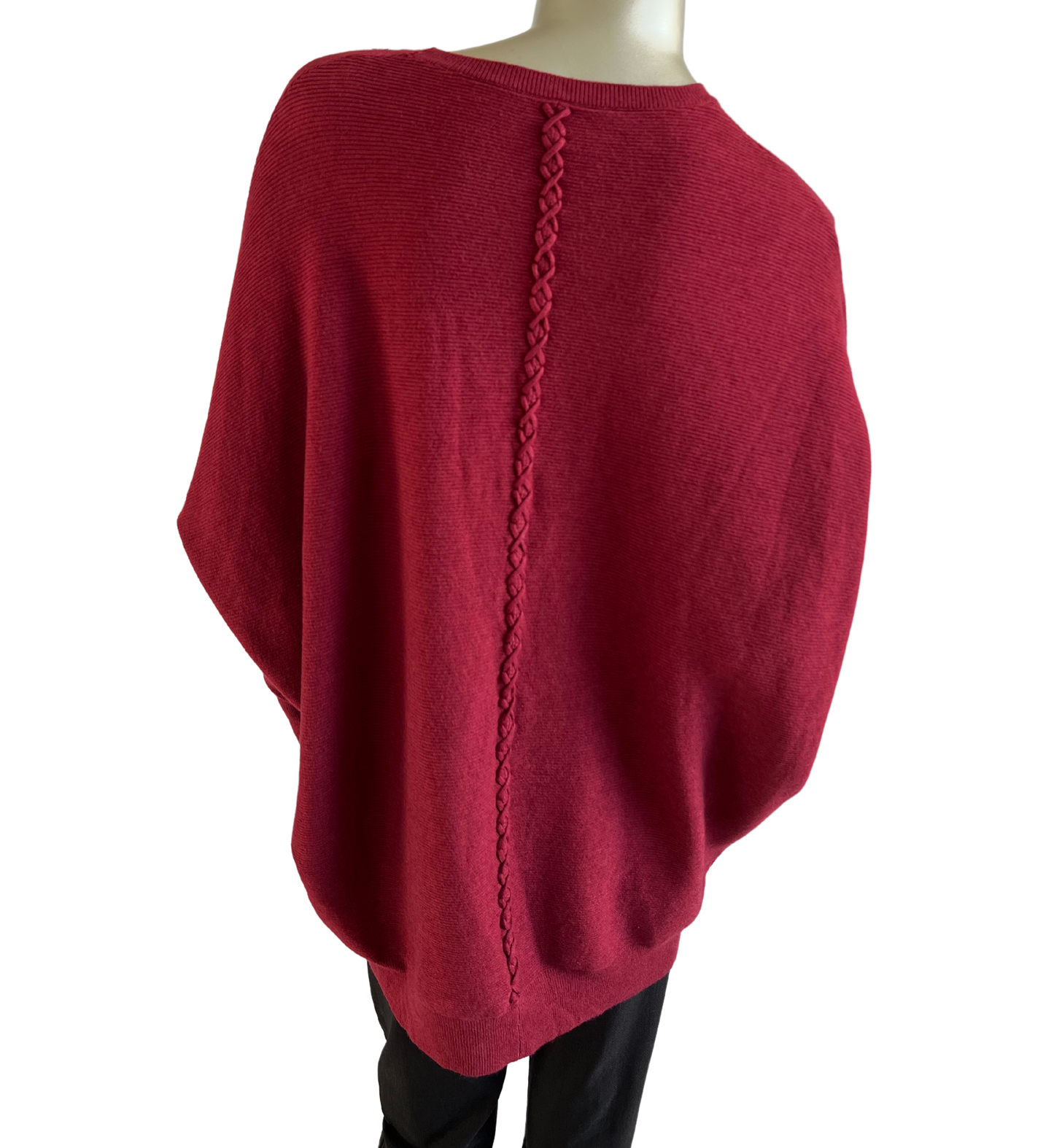 Lagenlook Italian Plait Back Design 2 Pocket Jumper in Wine