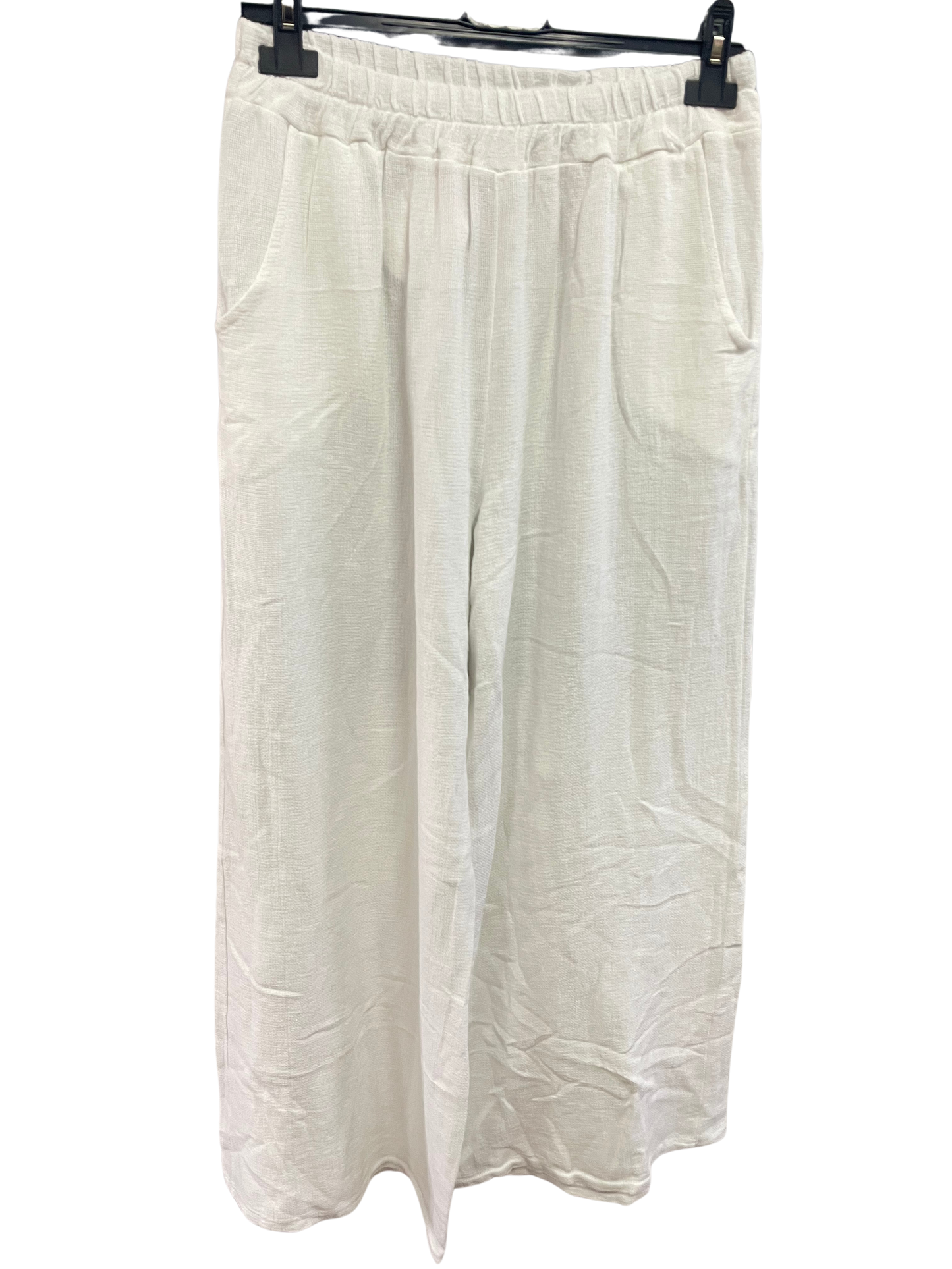 2 Pocket Summer Lightweight Wide Leg Trouser in White