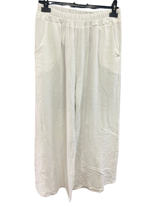 2 Pocket Summer Lightweight Wide Leg Trouser in White