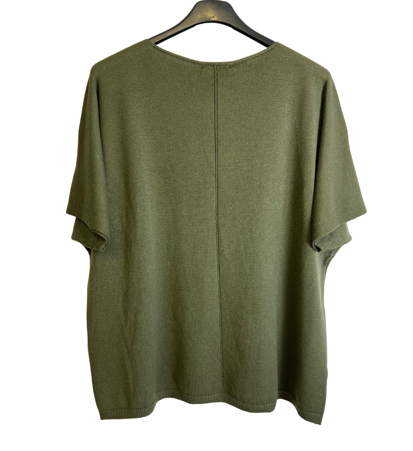 Soft Basic Casual V-Neck Jumper with Short Sleeves in Khaki