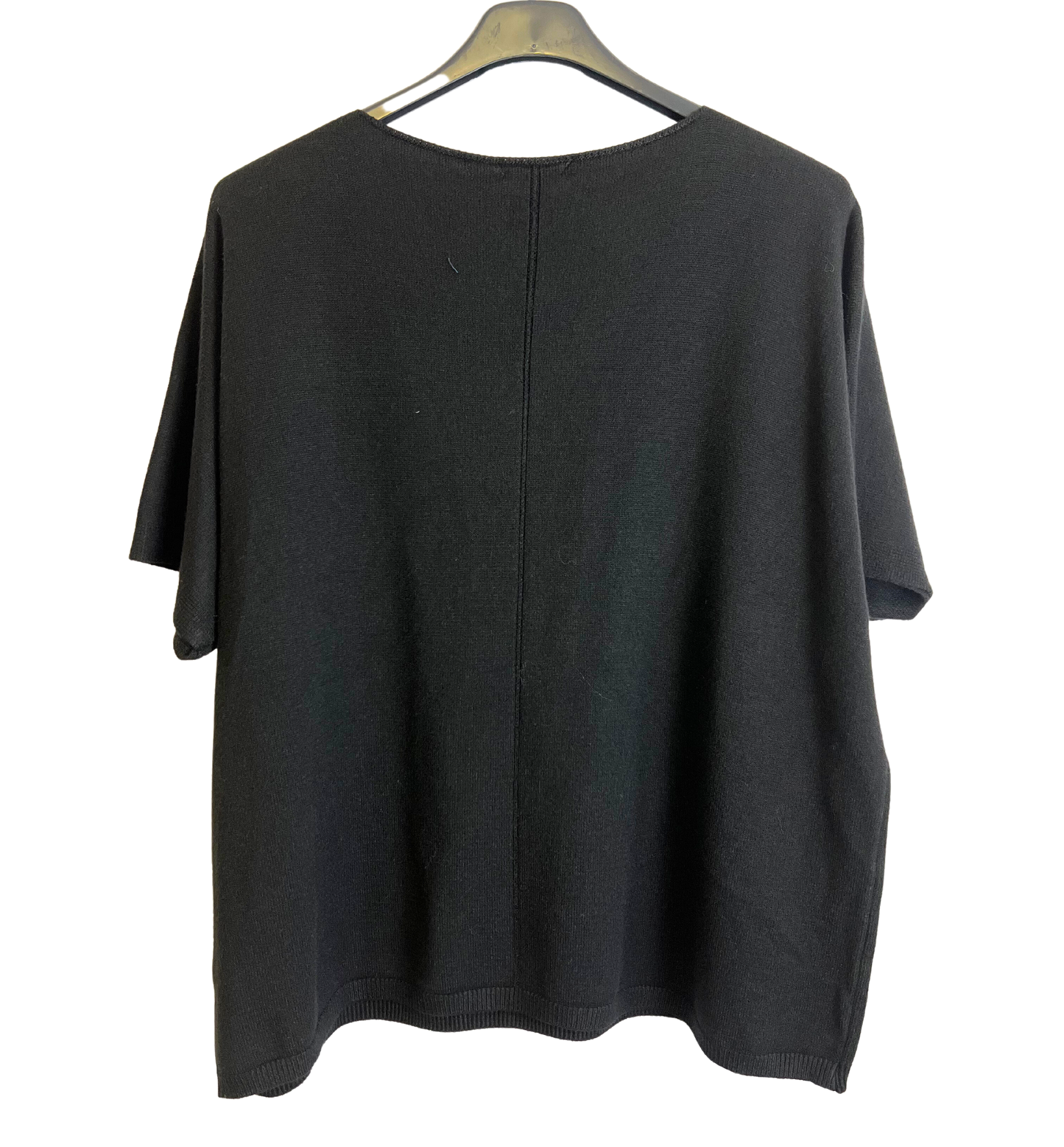 Soft Basic Casual V-Neck Jumper with Short Sleeves in Black