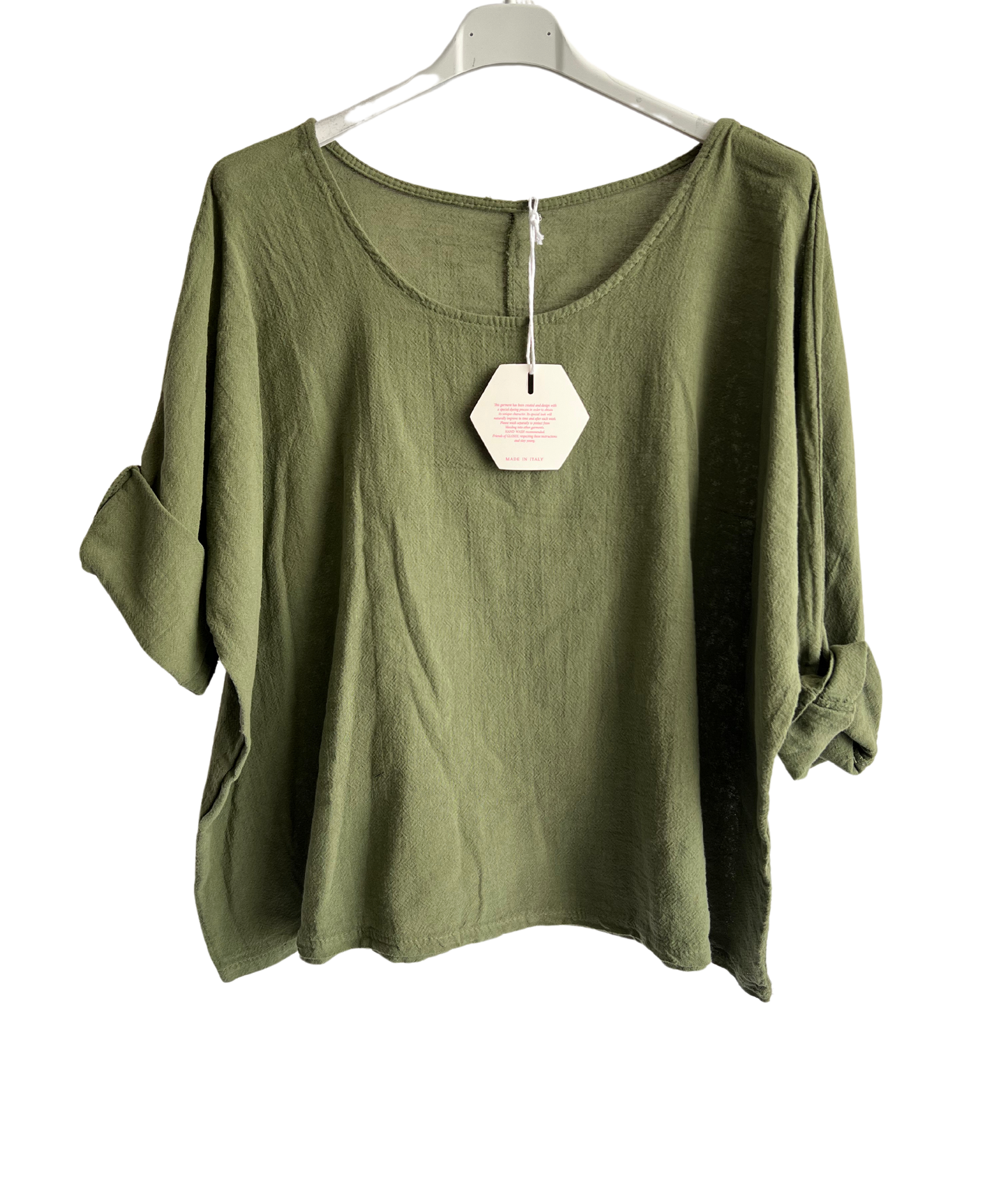 Lightweight Summer Scoop Neck Short Crop Top in Khaki