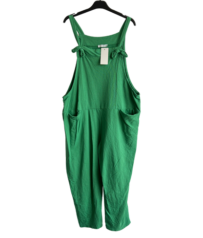 Knot Design 2 Pocket Plain Dungarees In Green