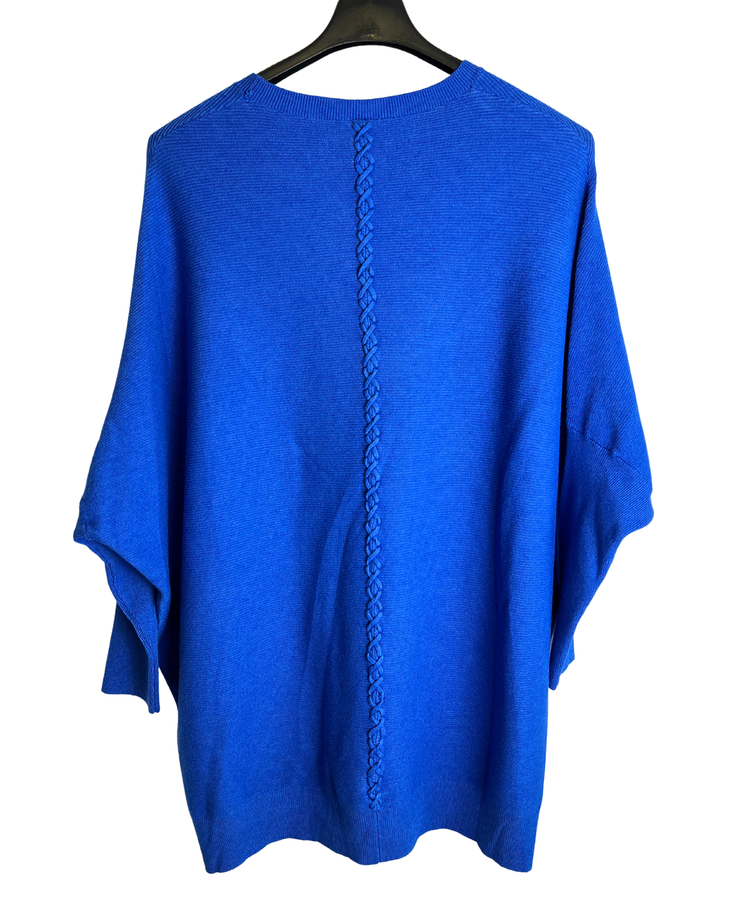 Lagenlook Italian Plait Back Design 2 Pocket Jumper in Royal Blue