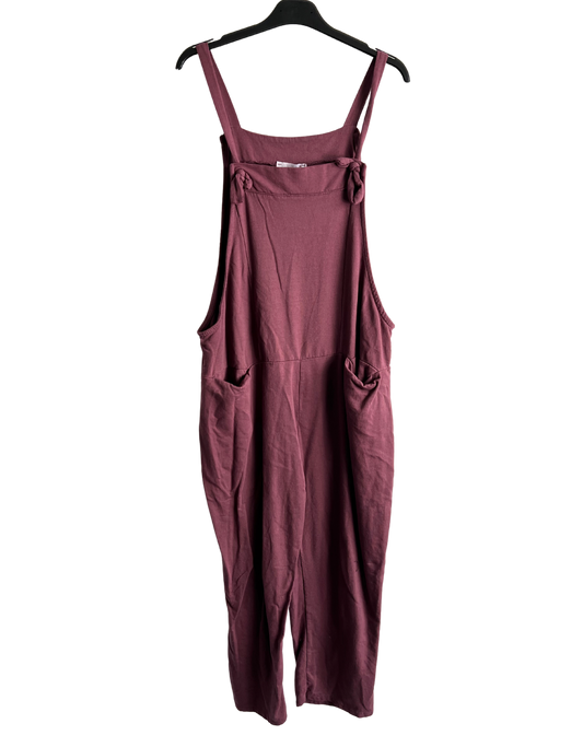 Knot Design 2 Pocket Plain Dungarees In Wine