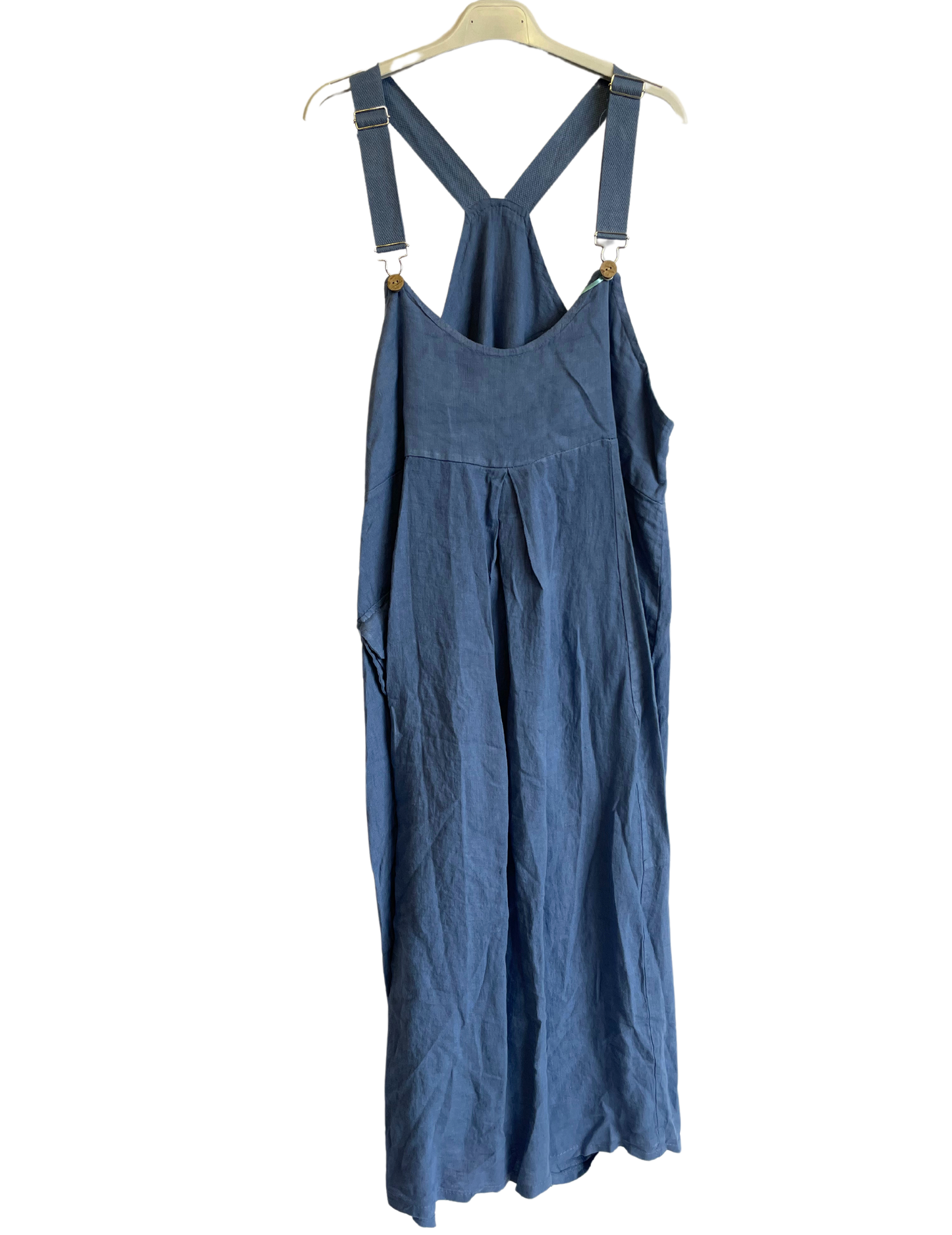 Lightweight Summer Linen Dungaree Dress in Denim