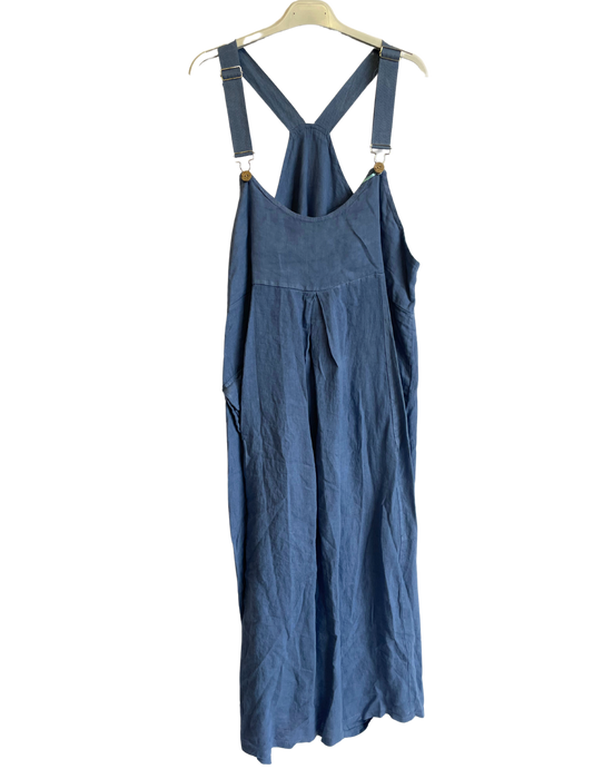 Lightweight Summer Linen Dungaree Dress in Denim