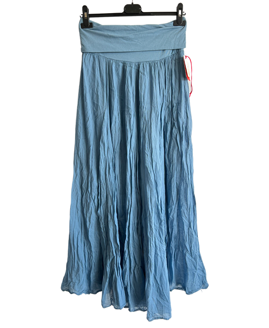 Summer Flare Design Maxi Skirt With Elasticated Waist In Light Blue