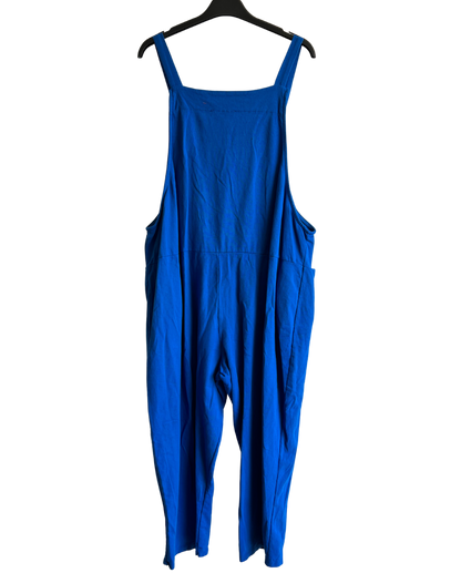 Knot Design 2 Pocket Plain Dungarees In Royal Blue