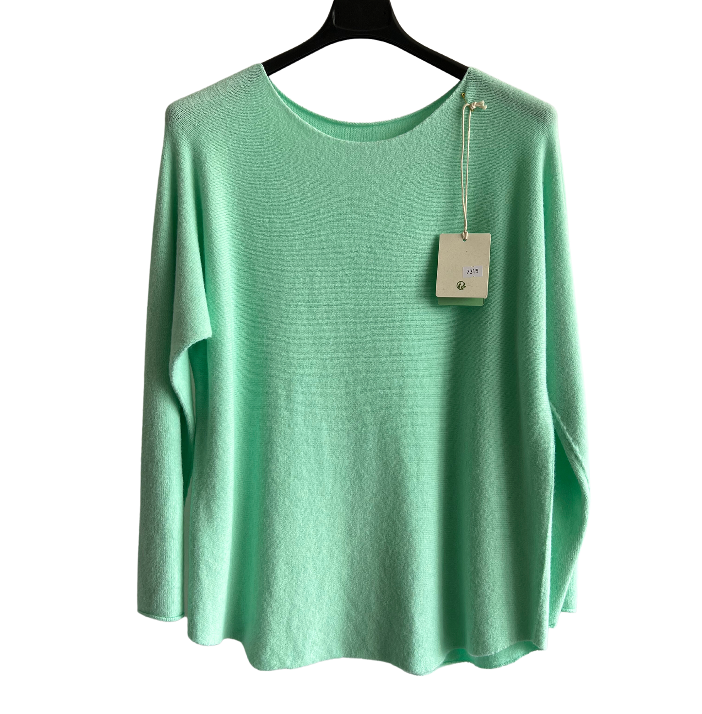 Soft Round Neck Jumper with Curved Hem In Mint Green