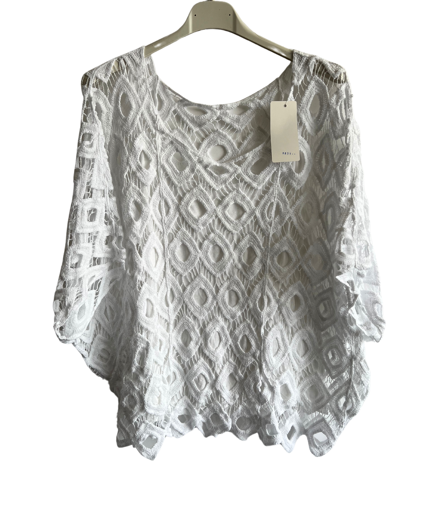 2 Piece Set Diamond Style Crochet Casual Summer Top in White